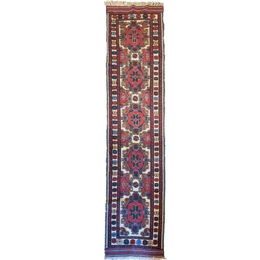 380 x 84 cm Afghan Moshwani runner Tribal Red Rug - Rugoutlet