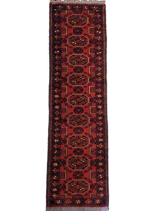 381 x 63 cm Afghan Khan Tribal Red Rug - Rugoutlet