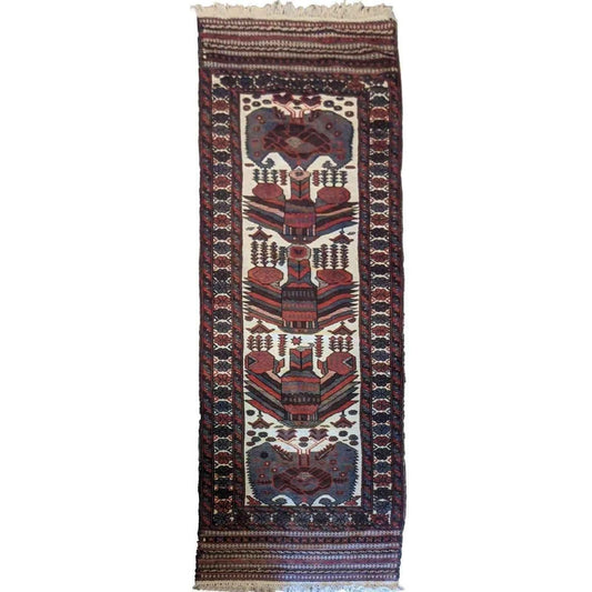 388 x 82 cm Mushwani Tribal White Rug - Rugoutlet