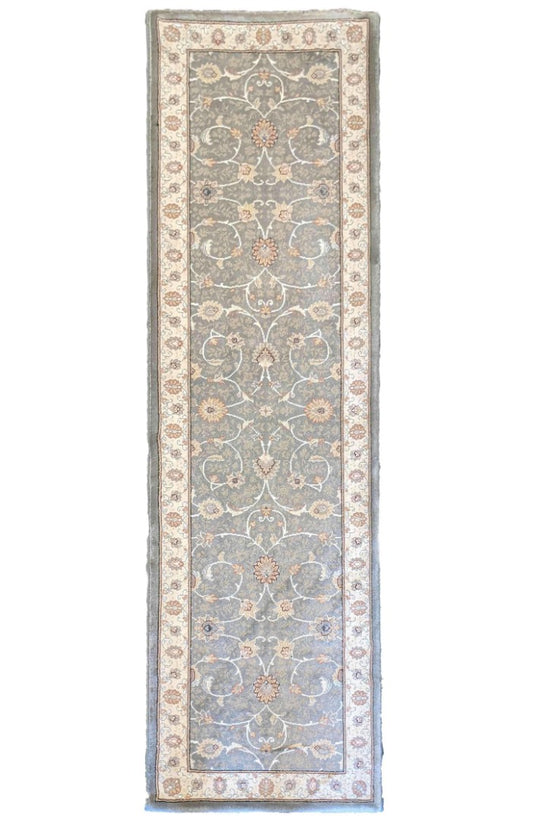 67 x 240 cm kashan powerloom Traditional Green Rug - Rugoutlet
