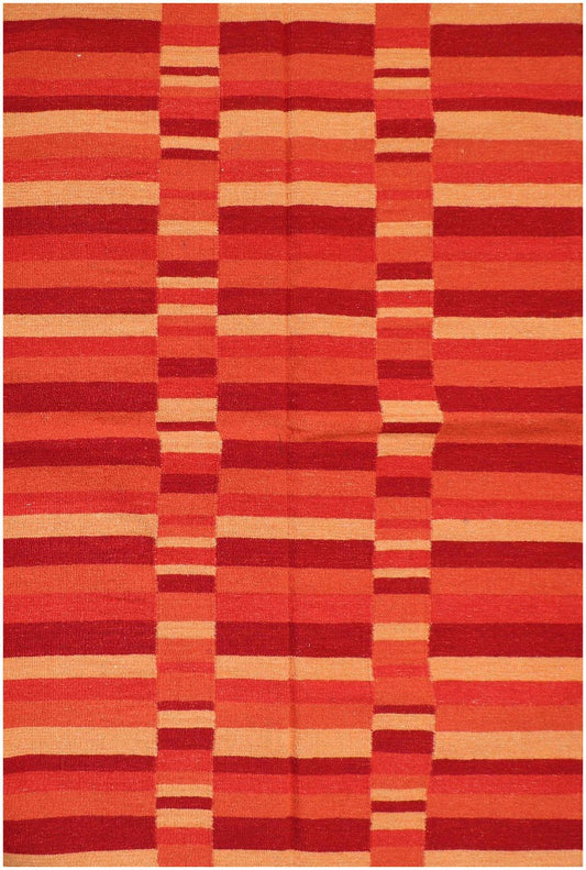 140x200 cm Tuscana Kilim Tribal Wool Rugs Hand Knotted Red - Rugoutlet
