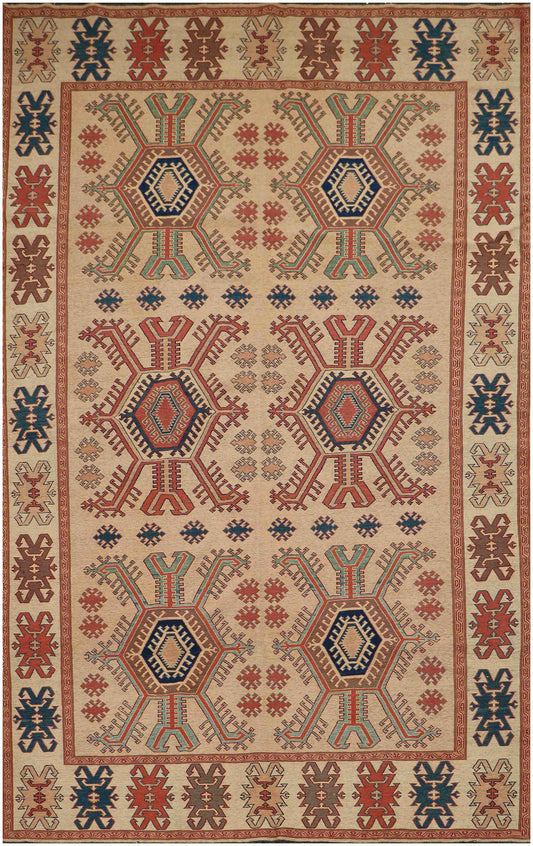 311x209cm Kazak Kilim Sumak Tribal Wool handmade rug - Rugoutlet