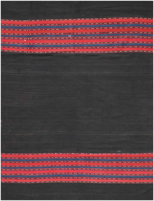 210x138 cm Antique Qashqai Kilim jajim Tribal Wool Rug Handmade Black Red - Rugoutlet