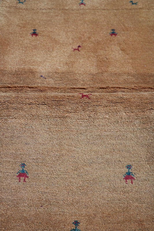 Close-up view of a Gabbeh Runner Tribal Wool Rug