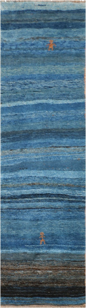 A vertical image of a Gabbeh Runner Tribal Wool Rug