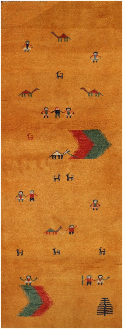 A rectangular Gabbeh Tribal Wool Rug