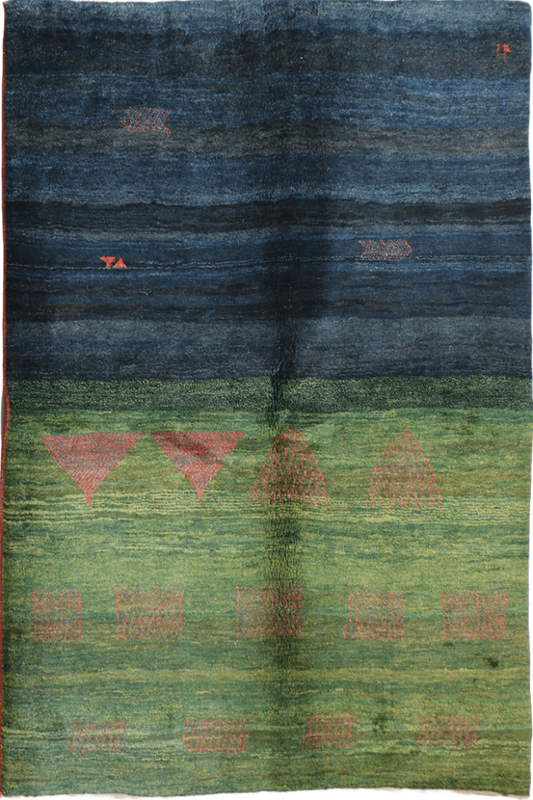 A rectangular Gabbeh Tribal Wool Rug