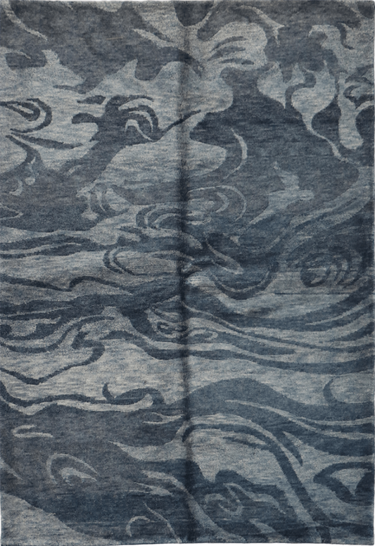 A modern contemporary tribal wool rug