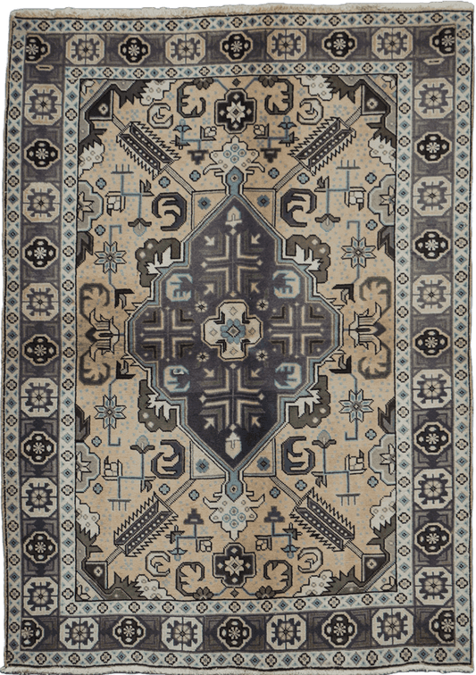 138x196 cm Old Tabriz Antique Wool handmade rug cream-7041 - Rugoutlet
