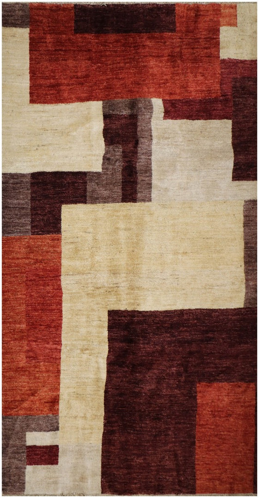A rectangular Gabbeh tribal wool rug