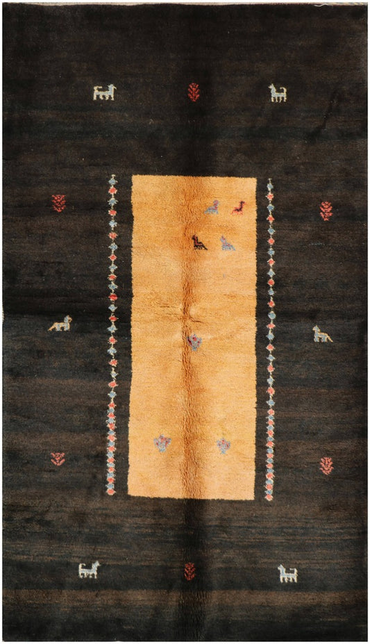 A rectangular Gabbeh Tribal Wool Rug