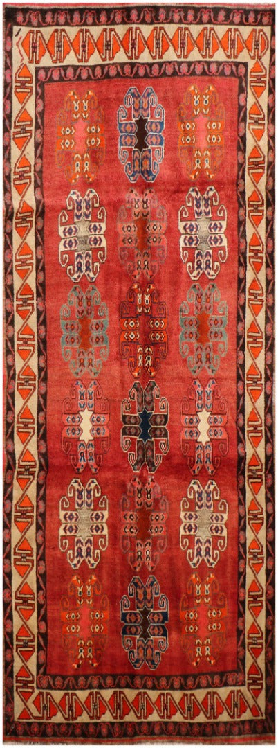 A vertical image of a Persian Qashqai Tribal Rug
