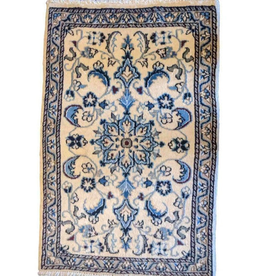 79 x 59 cm Persian Nain Traditional Tan Small Rug - Rugoutlet