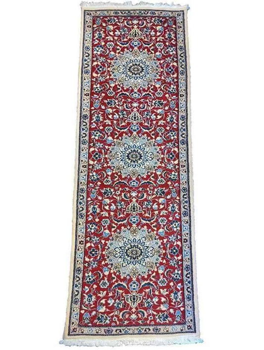 80 x 283 cm Nain silk and wool Traditional Red Rug - Rugoutlet