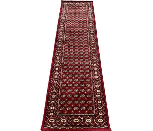 80 x 300 cm Bukhara Power loom Traditional Magenta Rug - Rugoutlet