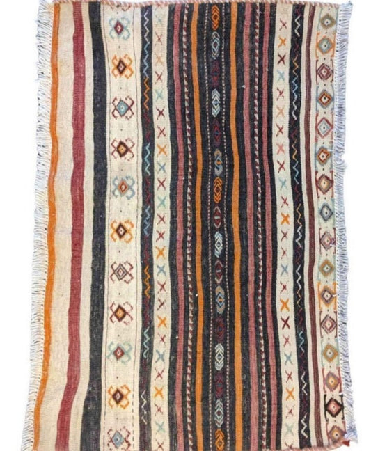 82 x 54 cm Baluch Sumak Tribal Black Small Rug - Rugoutlet