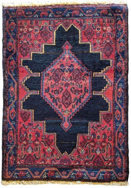 82 x 64 cm Persian Senneh Red Small Rug - Rugoutlet