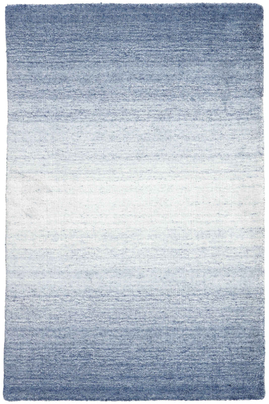 90x60 cm wool/Viscose Blue Rug-Blau, Blue - Rugoutlet