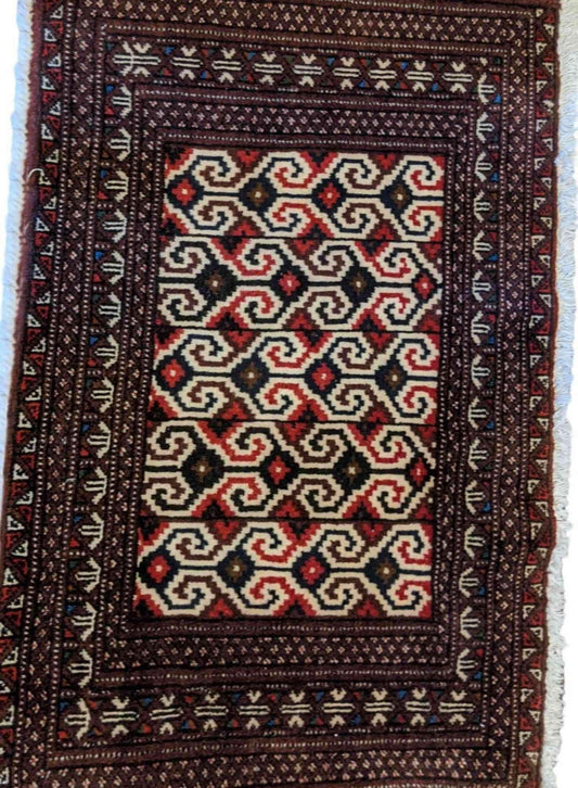 92 x 51 cm Turkomen Tribal Brown Rug - Rugoutlet