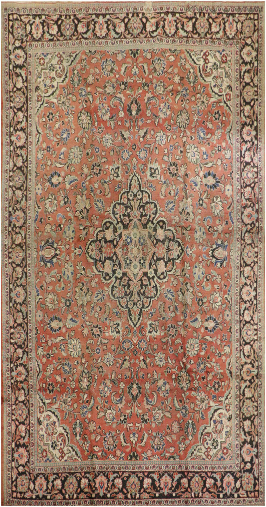 284x393 cm Antique Persian Mahal Wool Rug Handmade Black Maroon - Rugoutlet