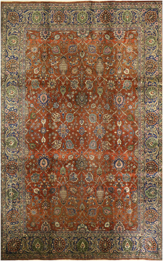 332x250 cm Antique Persian Mahal Tribal Wool Rugs Handmade Maroon - Rugoutlet