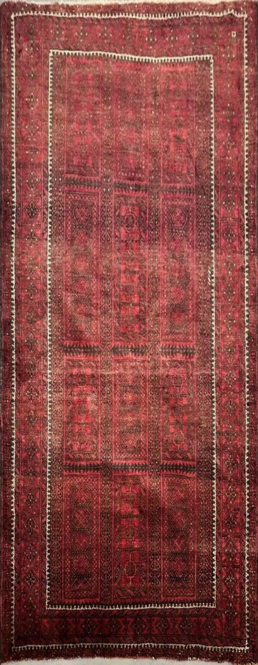 130 x 213 cm Fine Persian Old Baluch Rug Hand-Knotted Red Colour - Rugoutlet