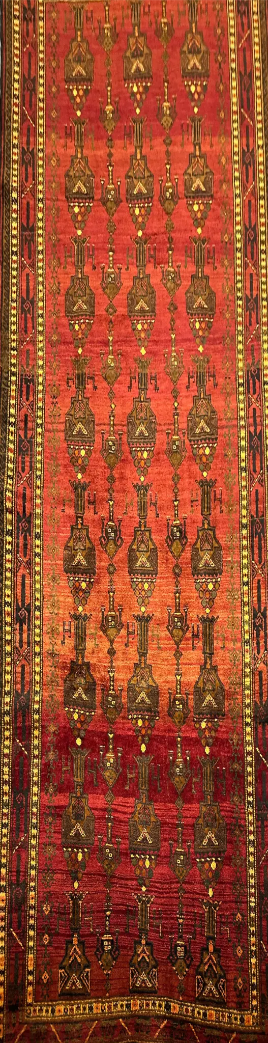 290 x 130 cm Fine Persian Old Baluch Rug Hand-Knotted Red & Brown Colour - Rugoutlet