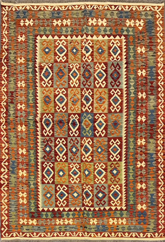 Natural Dye Afghan Kilim Rug 301 x 201 cm (9.51 x 6.59 ft)