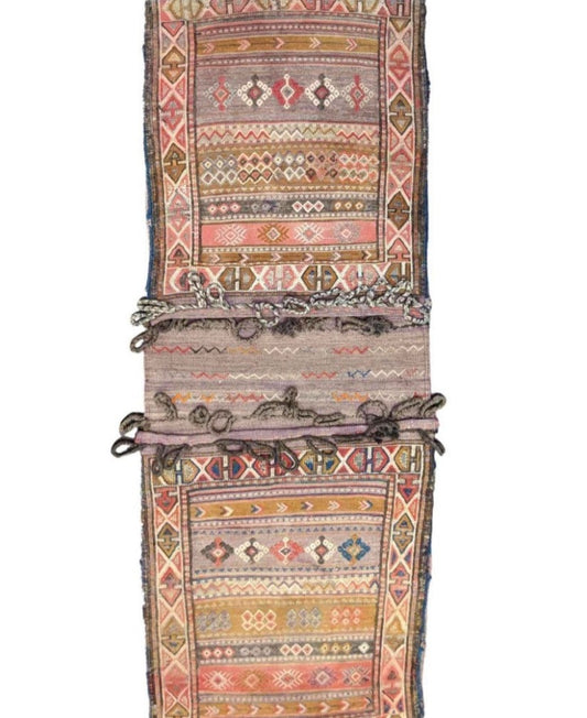 Old Qashai Sadel Bag Tribal Pink Rug - Rugoutlet