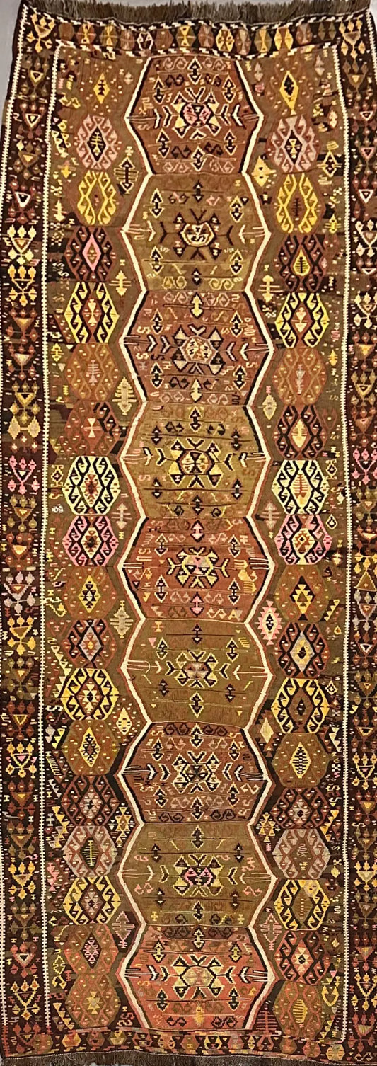 Old Anatolian Sumak Rug 360 x 140 cm (11.81 x 4.59 ft)