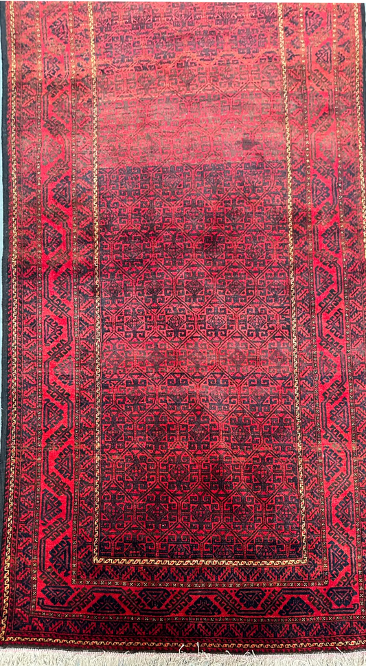 Persian Baluch tribal hand-knotted red and black color