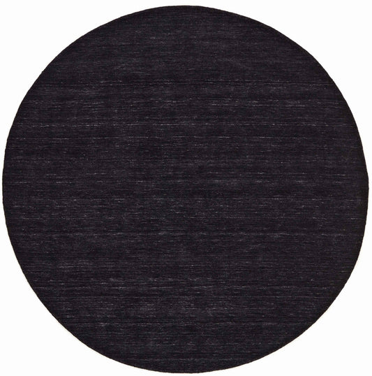 150x150 cm Obsidian Black round Wool Rug - Rugoutlet