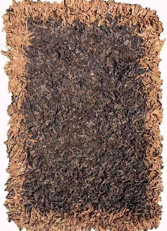 180 x 123 cm Hand knotted leather Brown Rug - Rugoutlet