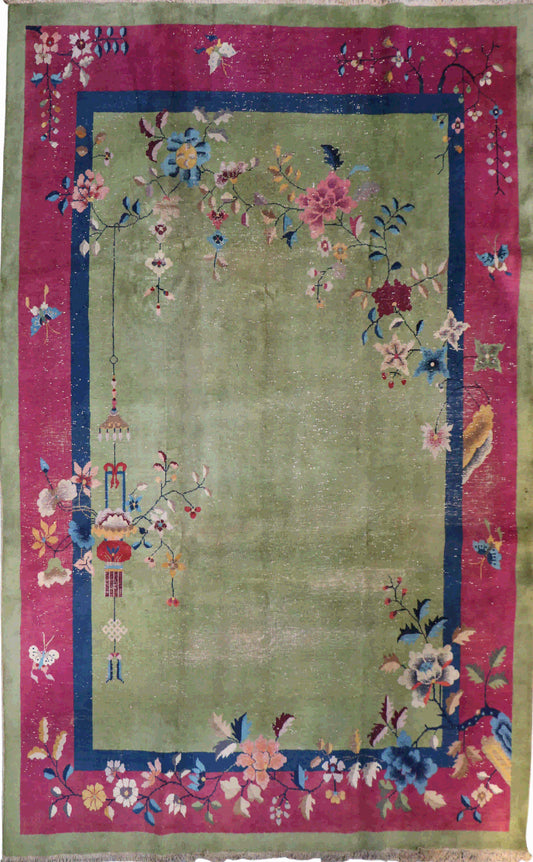 A pink wool rug