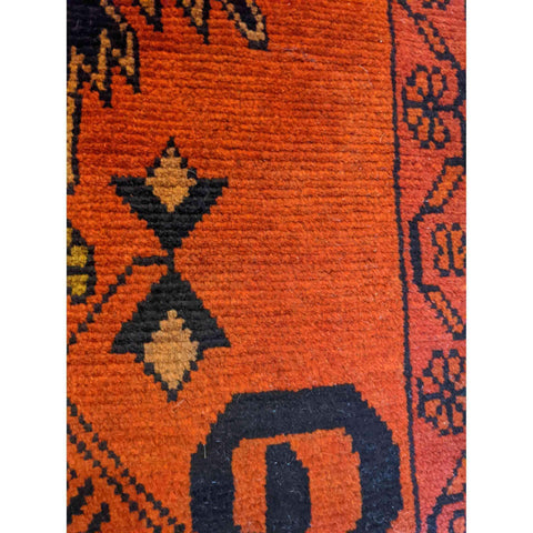 100 x 50 cm Afghan natural dye Tribal Orange Small Rug - Rugoutlet