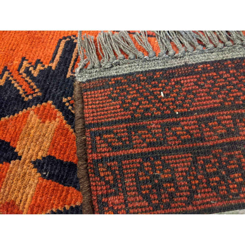 100 x 50 cm Afghan natural dye Tribal Orange Small Rug - Rugoutlet