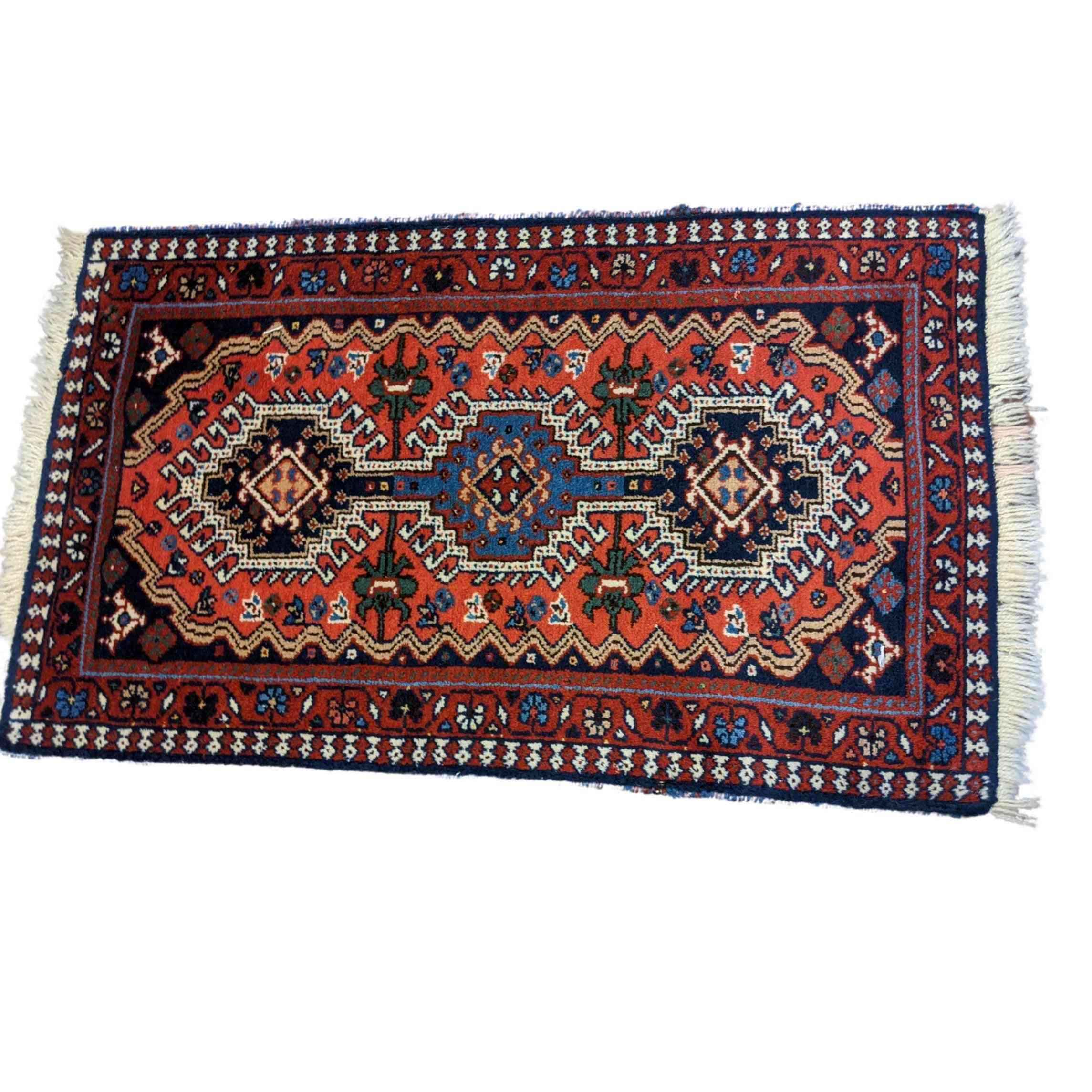 100 x 58 cm Persian yalameh Tribal Red Small Rug - Rugoutlet