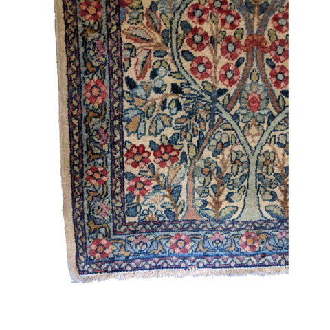 100 x 60 cm Old Kerman Traditional Blue Small Rug - Rugmaster
