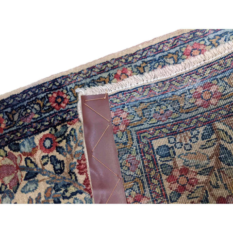 100 x 60 cm Old Kerman Traditional Blue Small Rug - Rugmaster