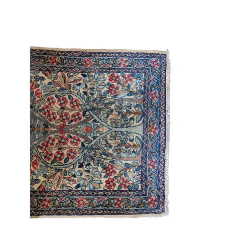 100 x 60 cm Old Kerman Traditional Blue Small Rug - Rugmaster