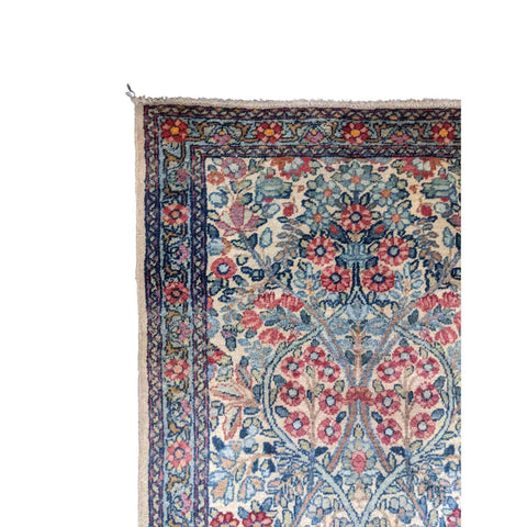 100 x 60 cm Old Kerman Traditional Blue Small Rug - Rugmaster