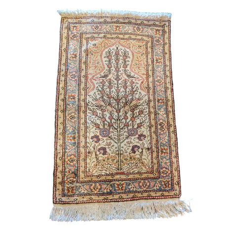 100 x 60 cm Silk Anatolian Harake Modern Gold Small Rug - Rugmaster