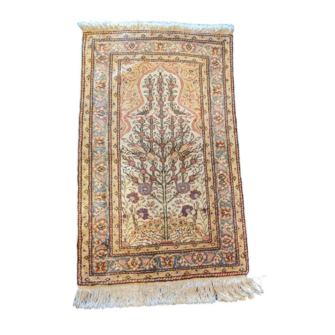 100 x 60 cm Silk Anatolian Harake Modern Gold Small Rug - Rugmaster
