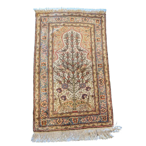 100 x 60 cm Silk Anatolian Harake Modern Gold Small Rug - Rugmaster