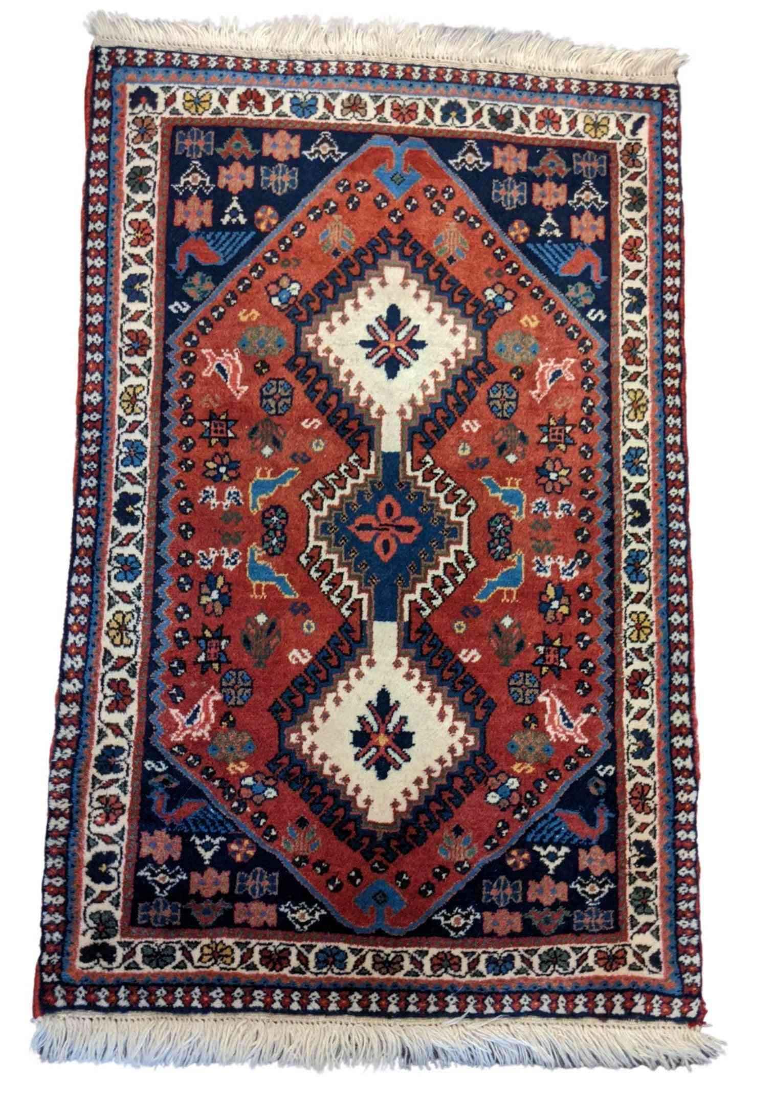 100 x 62 cm Persian yalameh Tribal Red Small Rug - Rugoutlet