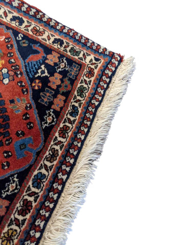 100 x 62 cm Persian yalameh Tribal Red Small Rug - Rugmaster