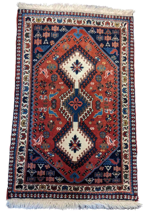 100 x 62 cm Persian yalameh Tribal Red Small Rug - Rugmaster
