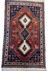 100 x 62 cm Persian yalameh Tribal Red Small Rug - Rugoutlet