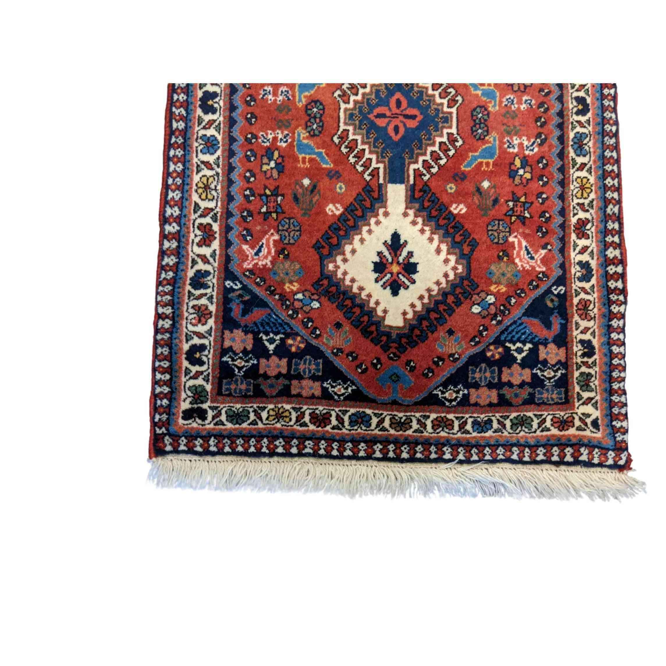 100 x 62 cm Persian yalameh Tribal Red Small Rug - Rugoutlet