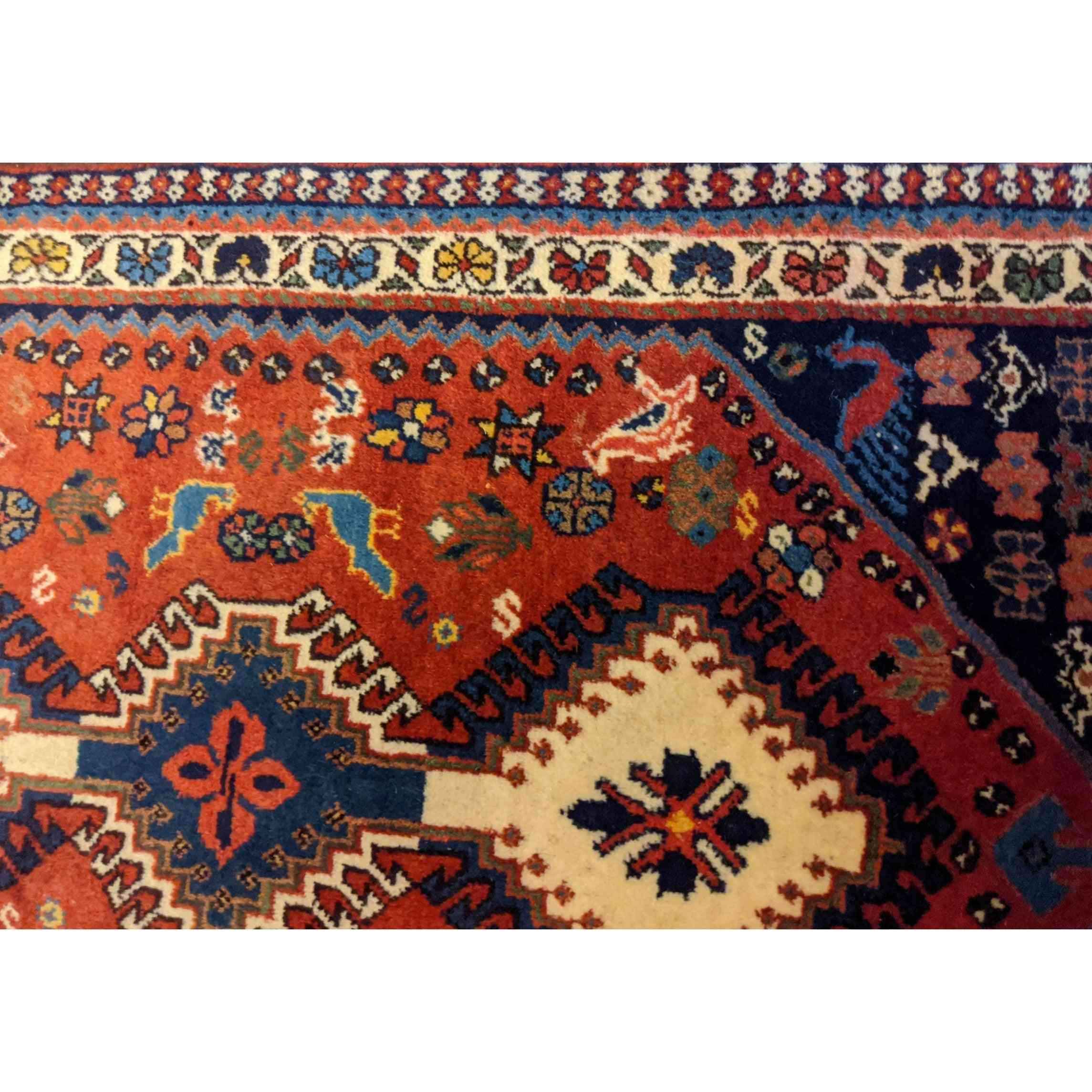 100 x 62 cm Persian yalameh Tribal Red Small Rug - Rugoutlet